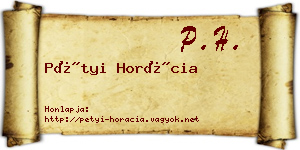 Pétyi Horácia névjegykártya
